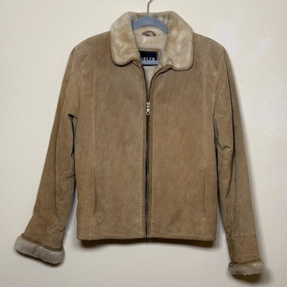 Adler collection genuine leather jacket with faux fur coat trim on collar/cuffs! - Picture 1 of 11